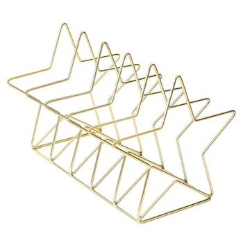 

Magazine Holder File Sorter Metal 5 Slot Desk Organizer Rack for Document Folder Letter and Book Gold Pentastar Shape