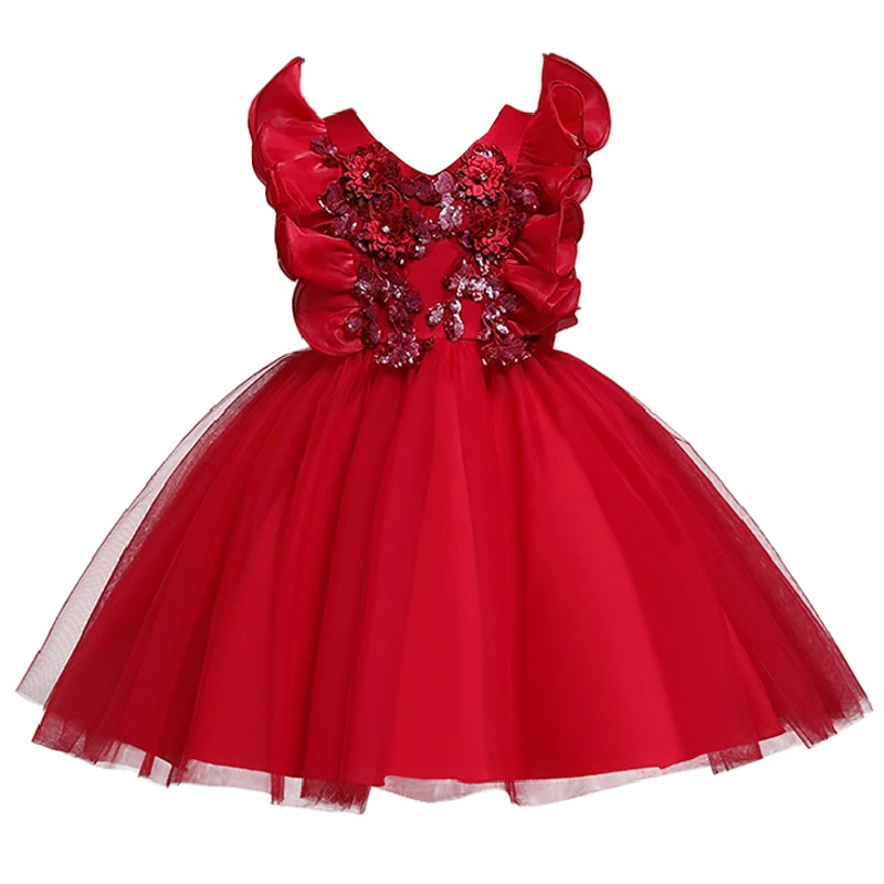 Baby Girls Flower Vintage Embroidery Dress New Summer Tutu Party Elegant Wear Princess Dress