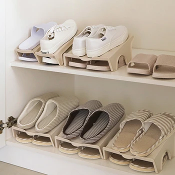 

4PCS Thick Double Shoe Racks Cleaning Storage Shoes Rack Living Room Convenient Shoe box Shoes Organizer Stand Shelf