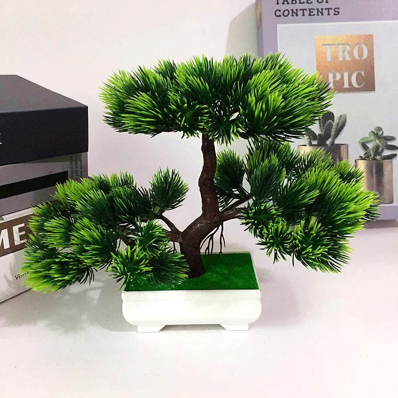 

Plastic Needle Welcome Pine Artificial Potted Plant Bonsai Home Courtyards Decor