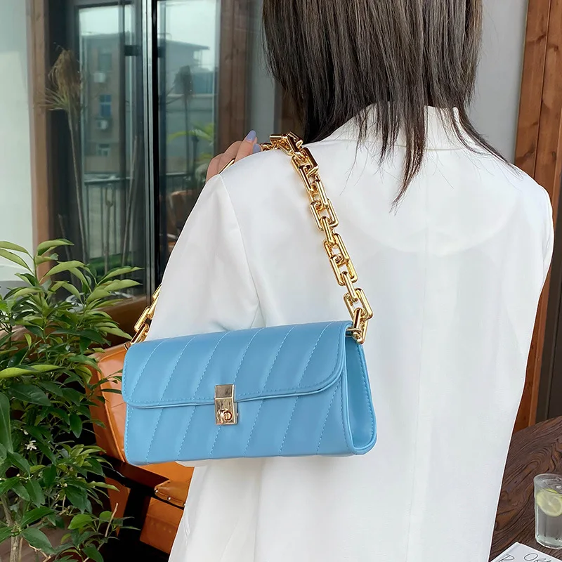 Bolsos de hombro con cadena dorada para mujer, a la moda carteras de cuero, con asa superior, vacaciones de verano, gran oferta|Bolsos de hombro| - AliExpress