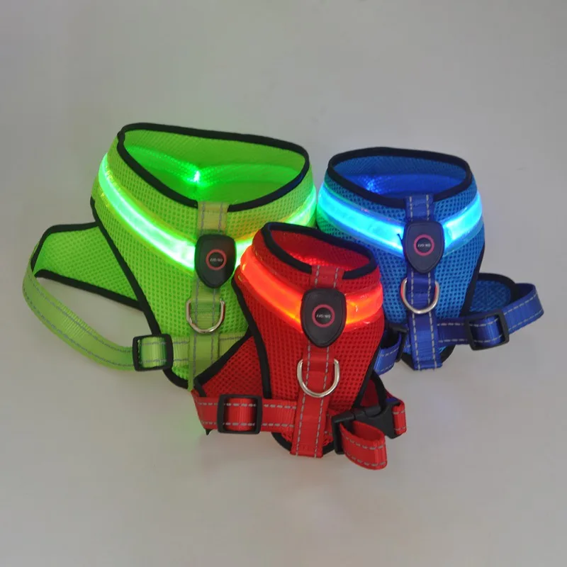 LED Luminous Dog Harness Led USB Charging Chest Strap Vest Pet Safety Reflective For puppy Large | Дом и сад