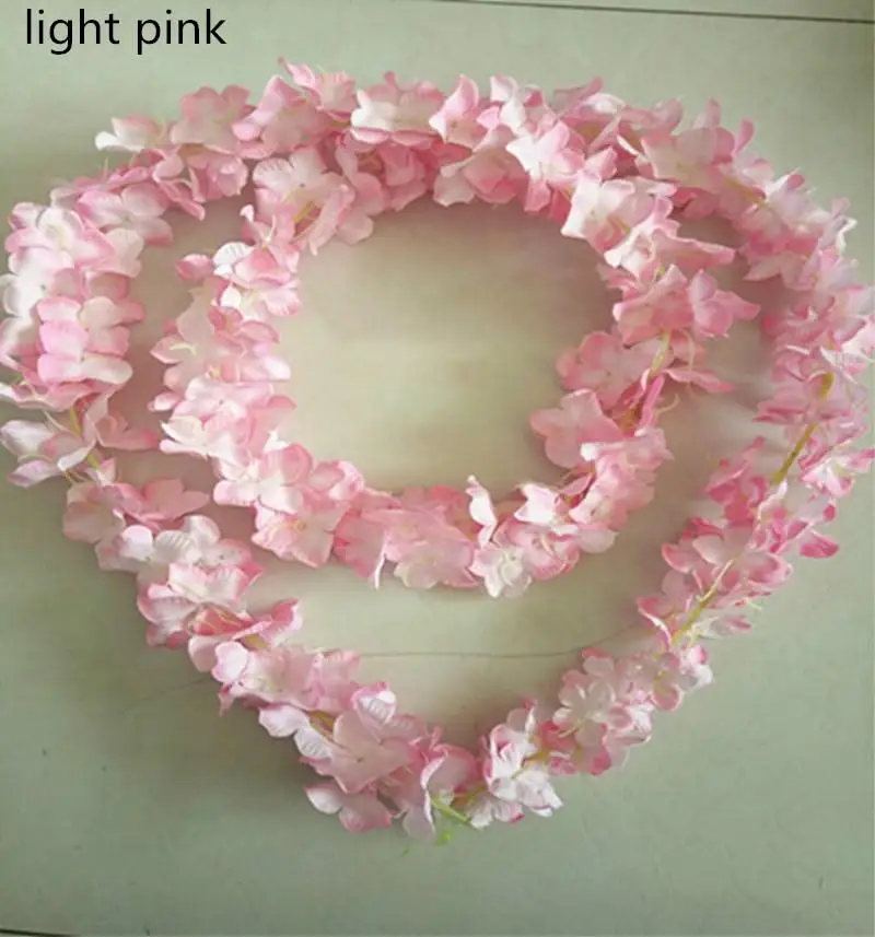 Upscale artificial flower hydrangea wisteria flowers vines wedding arch marrige party Garlands Floral Decoration rattan free shi - Цвет: light  pink