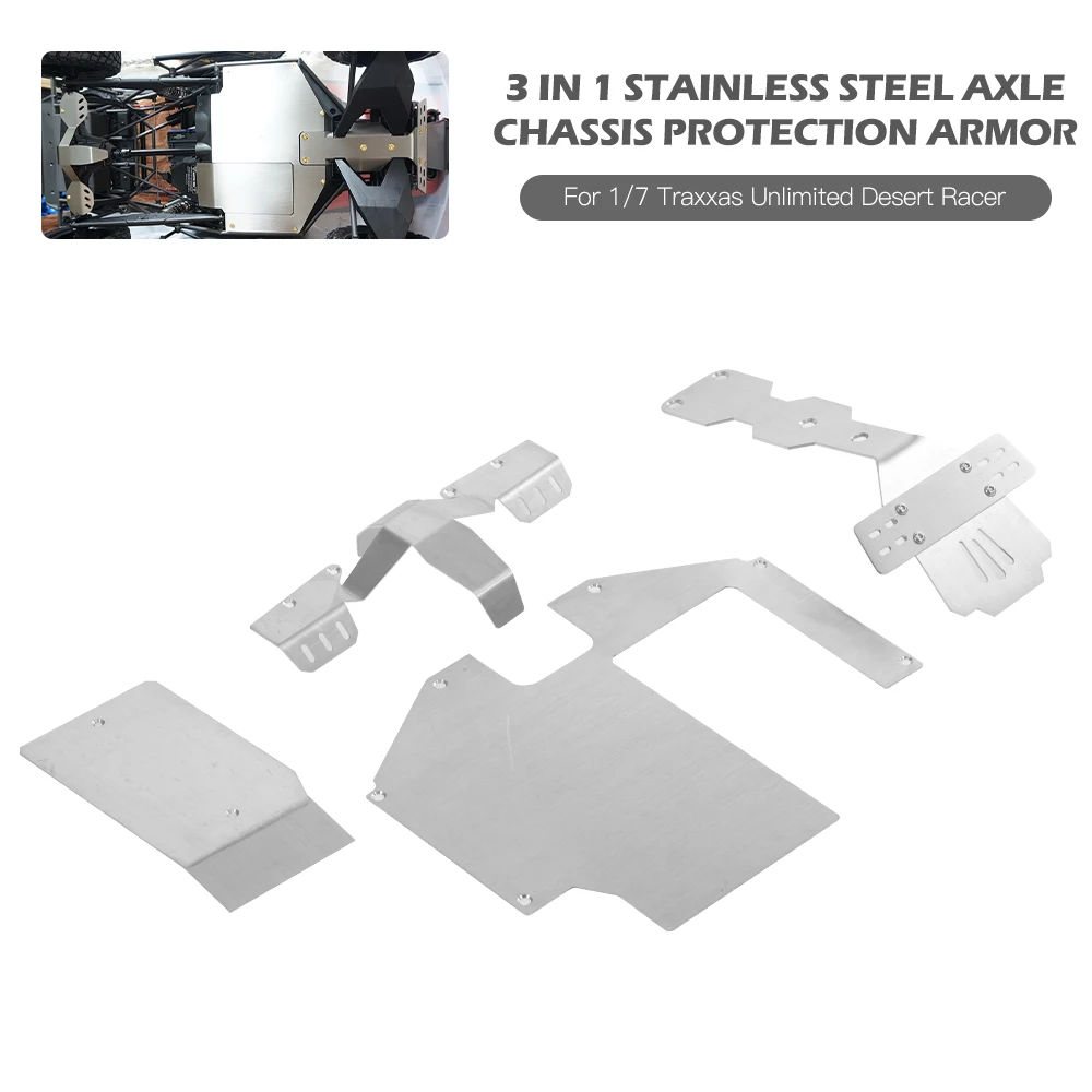 

3 In 1 Stainless Steel Axle Protection Armor Chassis Armor Set For 1/7 Traxxas Unlimited Desert Racer UDR RC Car Parts