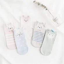 Новое поступление, женские носки, короткие, 5 пар/лот, весна, лето и осень, милые Мультяшные хлопковые носки для девушек и женщин, розовые художественные носки