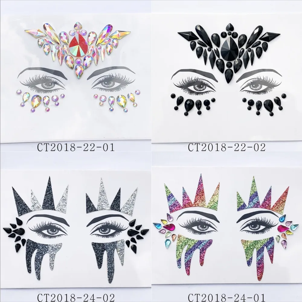 6  Foreign Art Performance Rhinestone Face Sticker Drill Eyebrow Stick  DIY Phone Case Jewelry Sticker Face Sticker Drill Stick