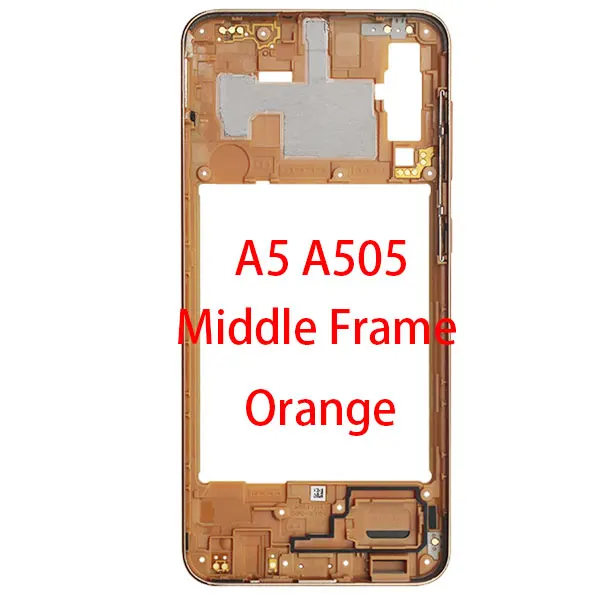 Для samsung A20 A30 A40 A50 A205F A305F A405F A505F спереди Корпус ЖК-дисплей средняя рамка задняя пластинчатый Корпус чехол-накладка - Цвет: A50 mid-frame-Orange