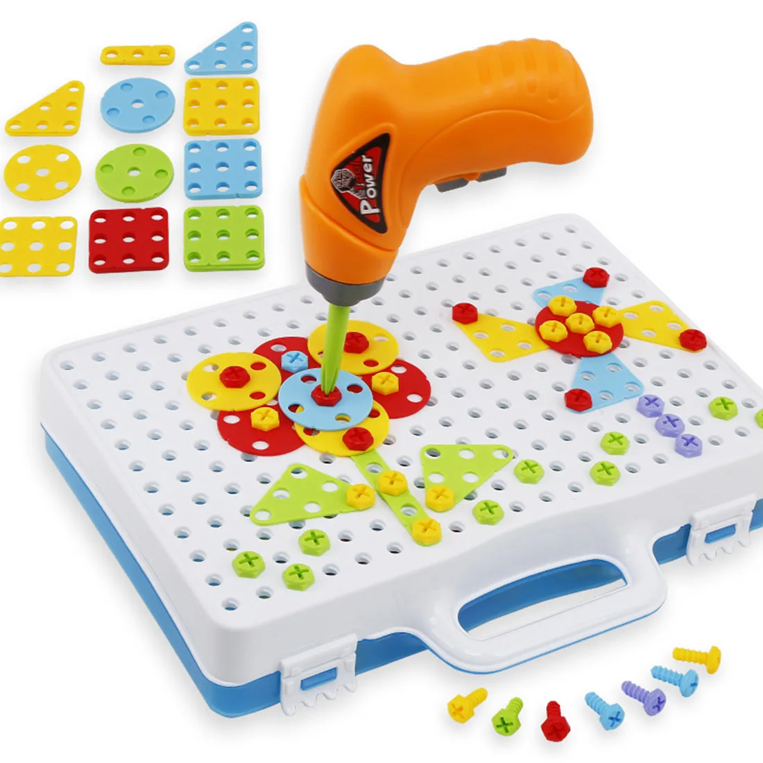

146Pcs Children Disassembly Screw Toys Educational Electric Drill Blocks Play Tool Kit - Colorful