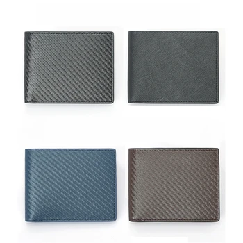 

Genuine Leather Wallet RFID Blocking Carbon Fiber Pattern Men's Card Wallet Anti-Theft Brush