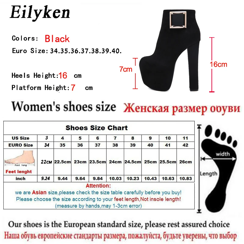 EilyKen/ г., зимняя обувь на очень высоком каблуке женские ботинки на платформе с круглым носком Модные вечерние ботильоны с пряжкой
