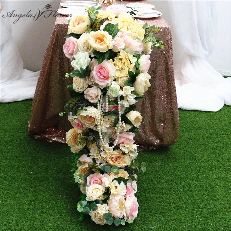 造花のテーブルランナー 豪華な生地 結婚式の装飾 ダイニングテーブル用 造花 ドライフラワー Aliexpress 造花のテーブルランナー 豪華な生地 結婚式の装飾 ダイニングテーブル用 造花 ドライフラワー Aliexpress