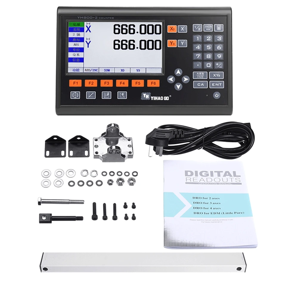 US $186.30 High Accuracy 2 Axis LCD DRO Digital Readout and 2 Pieces 01000mm Linear Scale Encoder Sensor For Milling Lathe Turning Machine