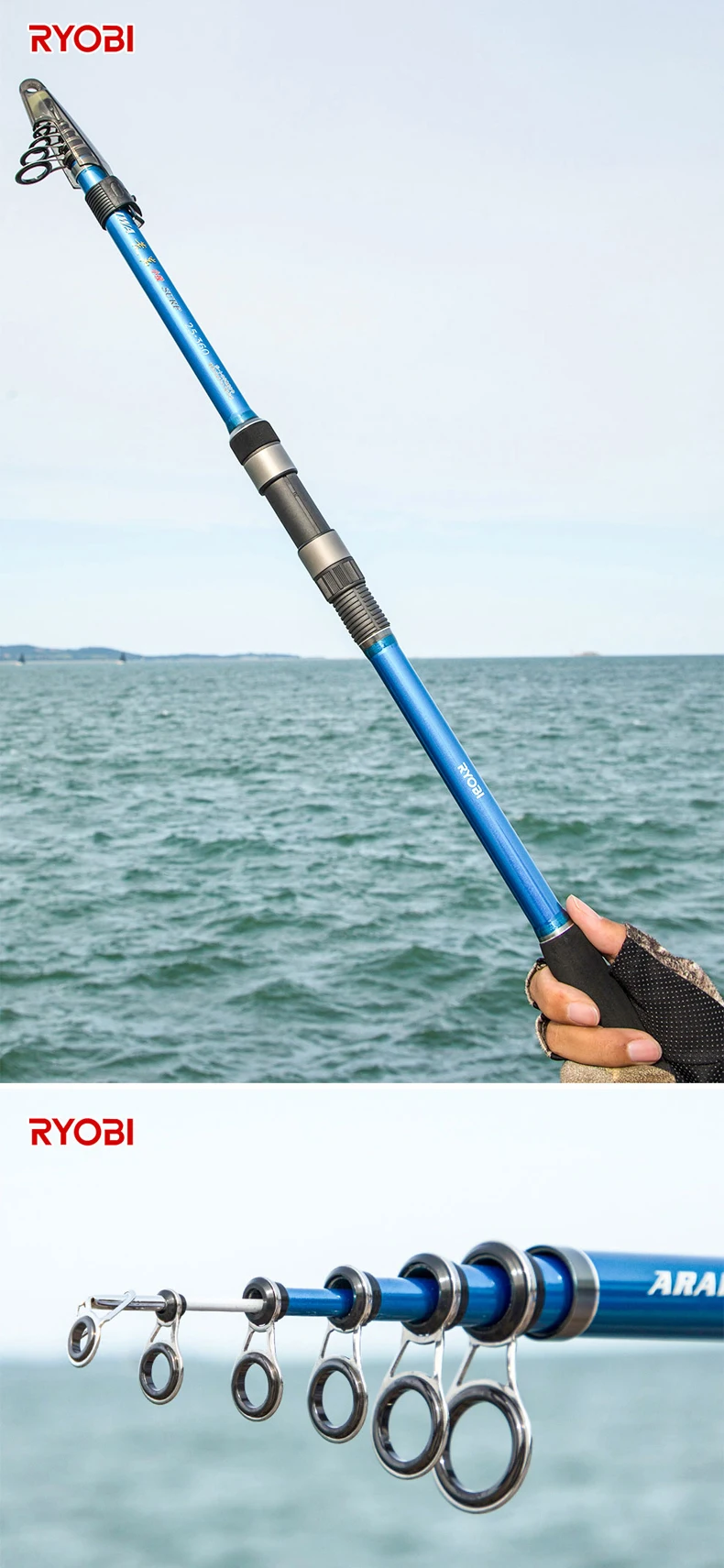 RYOBI ARAIWA Telescopic Fishing Spining Rod Boat Rock Surf Sea