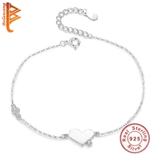 BELAWANG, 925 пробы, серебряный, романтическое сердце, цепочка, браслет, для женщин, регулируемая застежка, браслет, ювелирное изделие