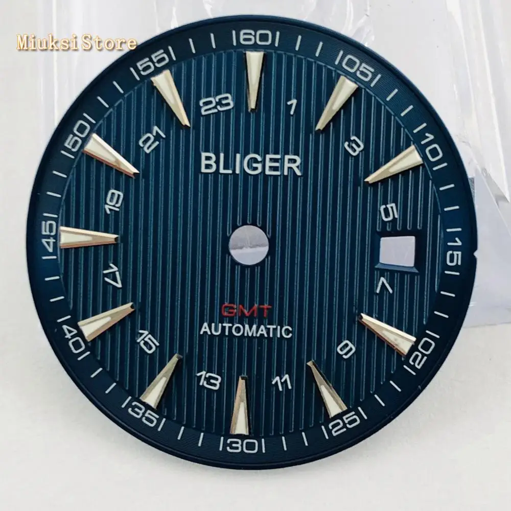 blue with logo 1 шт. 31 мм стерильный синий черный серебристый циферблат подходит для ETA 2836/2824 DG2813/3804 Miyota 8215 821A 8205 автоматический механизм P951 - Color: blue with logo