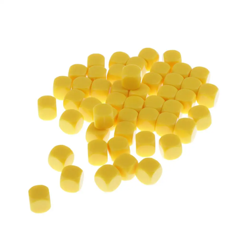 50pcs 16mm Blank 6 Sided Dice for Table Boazrd Games D6 Dices Dungeons & Dragons MTG RPG Wargames Casualty Markers - Yellow