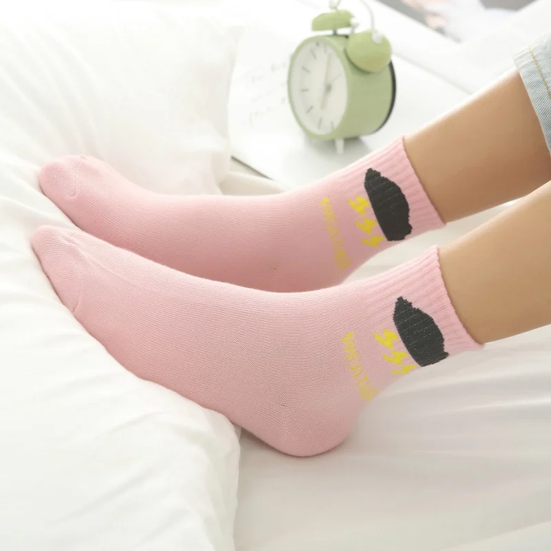 Autumn Winter 5PC Socks For Women Cotton Socks Art Funny Cartoon Print Breathable Socks Couple Socks Cheap Socks