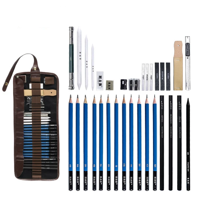 32pcs/Set Professional Drawing Sketch Pencil Kit Including Sketch Pencils  Graphite Charcoal Pencils Erasers Sharpeners - AliExpress
