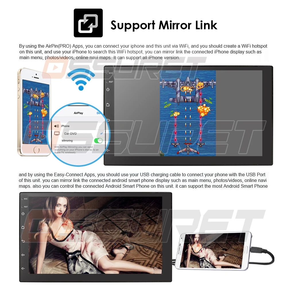 Sale 7" Android 9.0 2Din Quad-Core Universal Car Radio Stereo No-DVD Player GPS Navi OBD2 BT WiFi 1GB Touch Screen DAB Mirror+Cam DSP 1