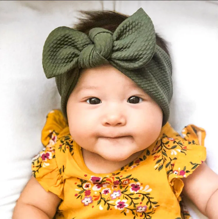 Nishine Soft Baby Bubble Texture Rotating Ear Knot Headband Newborn Toddler Headdress Headwraps Girls Children Headwear