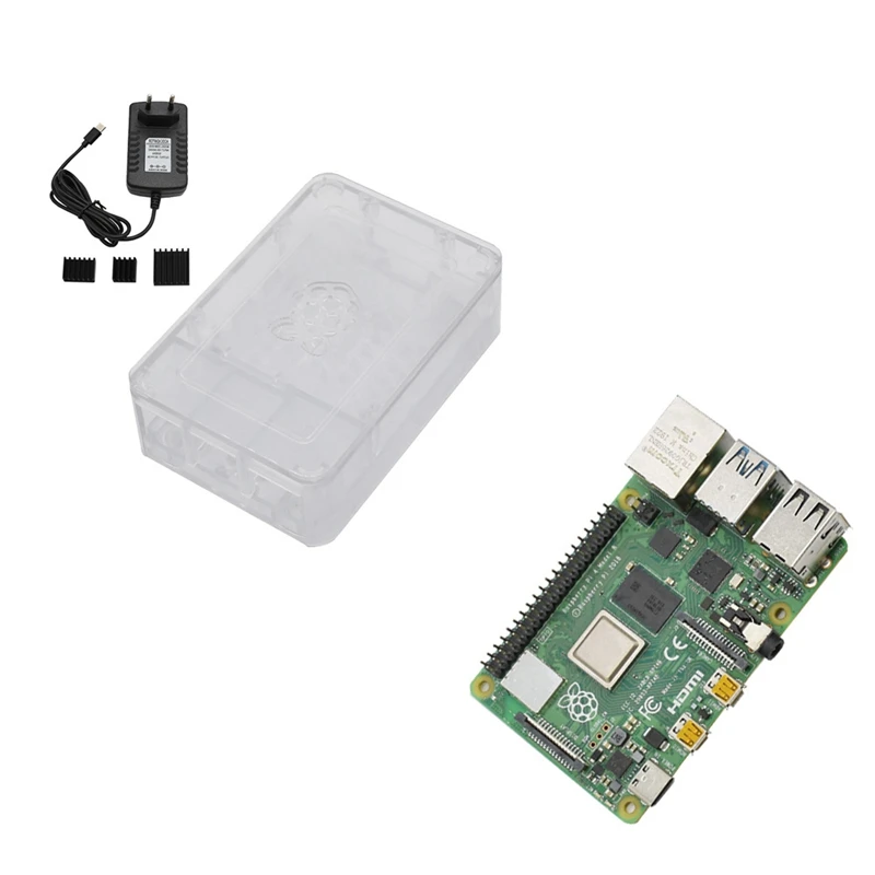 Для Raspberry Pi 4 Модель B ABS чехол 4G Оперативная память DIY Kit с радиатором 5V 3A Мощность адаптер для Raspberry PI 4B