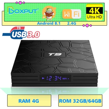 

FHD Top-BOX Android 9.0 RK3318 T9 4K QuadCore Smart TV Box 4G 32G 64G Set Top Box 2.4G/5G Dual WIFI Media Player