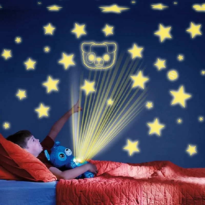 De peluche de felpa estrellado Animal relleno lámpara Estrella vientre sueño Lites de dibujos animados juguetes de peluche cielo estrellado cielo sueño de luz de la noche de calmar juguete