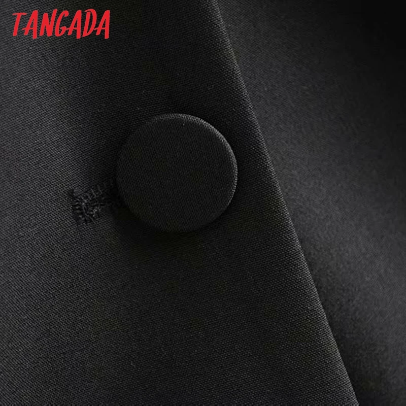 Tangada женское элегантное черное платье-блейзер с поясом с длинным рукавом Винтажный стиль женское офисное мини-платье vestidos 6P20