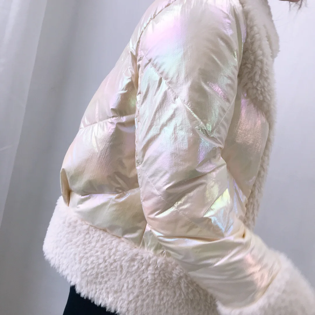 Abrigos mujer invierno натуральное пальто с мехом ягненка женская короткая зимняя куртка на утином пуху