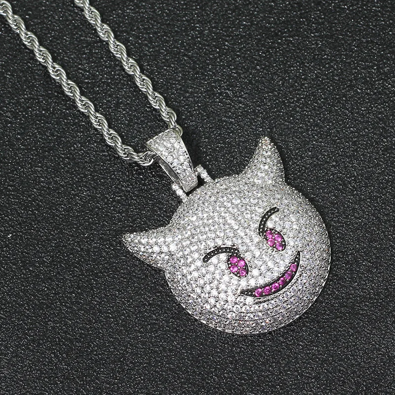Хип хоп Полный AAA циркон проложили Bling Iced Out Маленький Дьявол Подвески ожерелье для мужчин рэппер ювелирные изделия золото серебро Прямая
