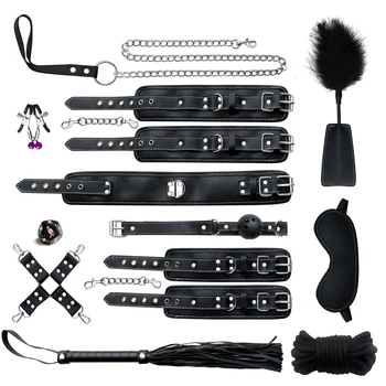 Sex Games Whip Gag Nipple Clamps Sex Toys For Couples Exotic Accessories Sexy Leather BDSM Kits Plush Sex Bondage Set Handcuffs 3