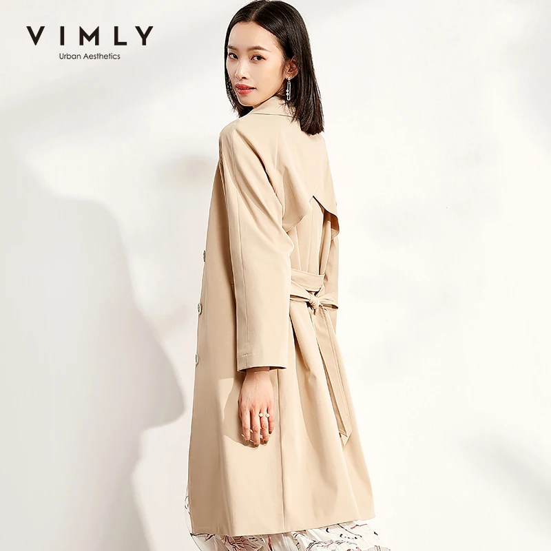 Vimly Trench Coat For Women Fashion Turn Down Coat