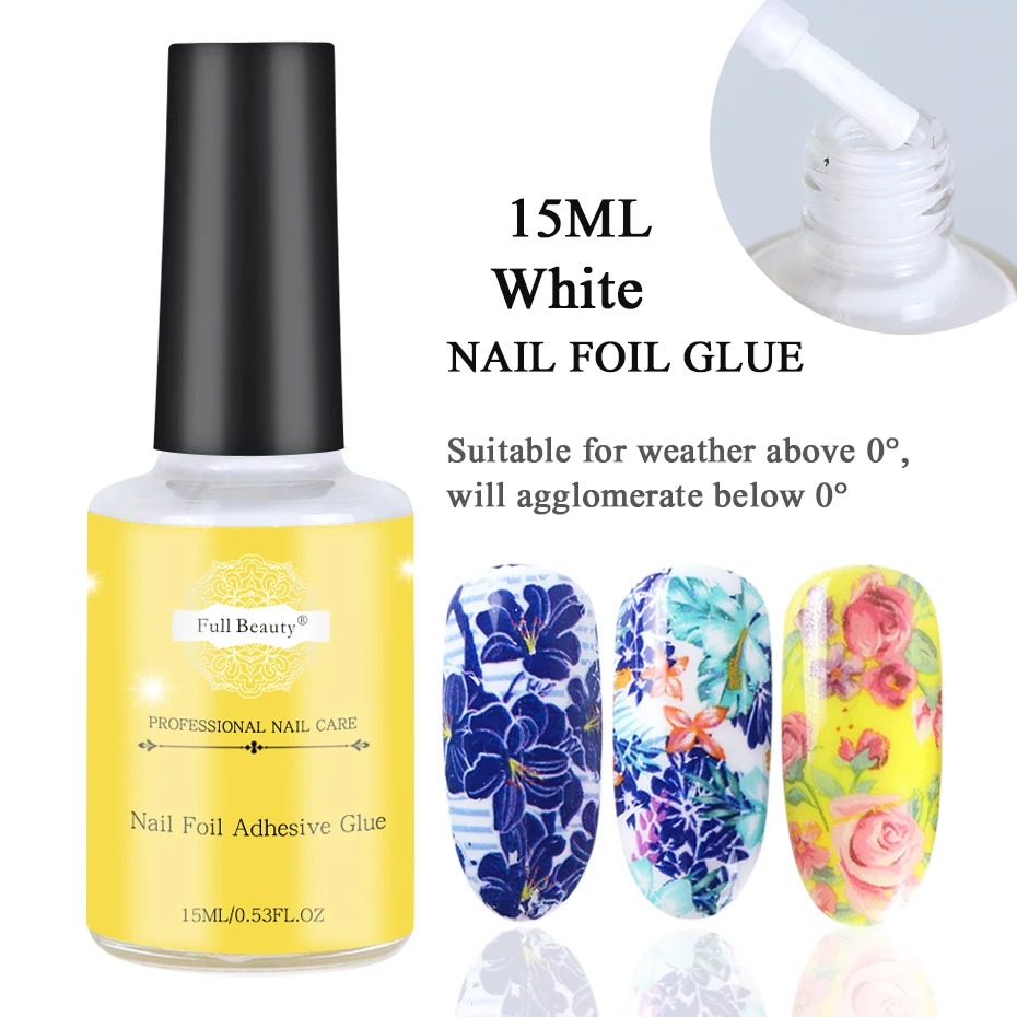 15ml Nail Foil Glue Клей для ногтей, набор фольги, цветочный лист, леопардовый дизайн, бумага для ногтей, Гель-лак, обертывания, маникюрные украшения, CH1538-1 - Цвет: 15ml Nail Foil Glue
