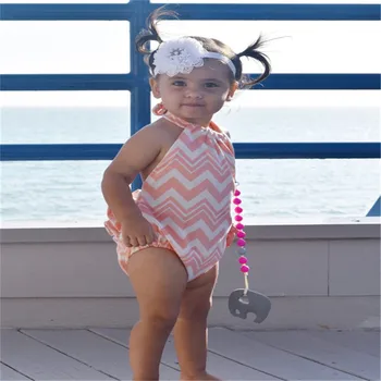 

Girls Halter Striped Bodysuit Newborn Baby Girl Bodysuits Backless Strap Jumpsuit Outfit Clothes Sunsuit