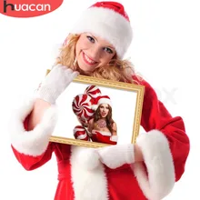 HUACAN полная круглая алмазная живопись фото на заказ Алмазная вышивка картина Стразы Алмазная мозаика наборы Рождественский подарок