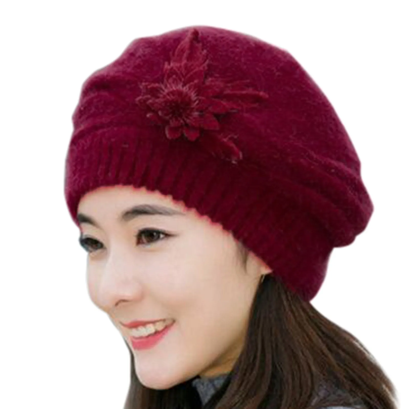 M484 Femmes Lady Cute Bow Chaud Cachemire Laine Hiver Béret Bonnet Ski Cap NEW