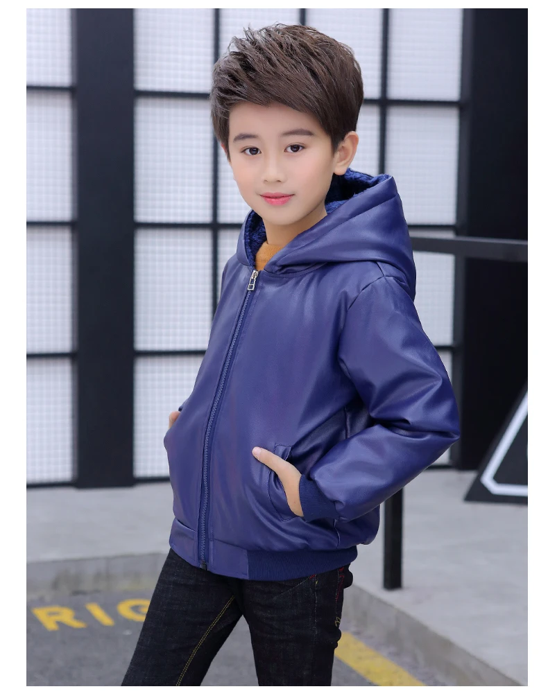 New Baby Boy Jacket Leather Fleece Thickness Fashion Kids Coat 2-12 Old Size Autumn Winter 9BBT038