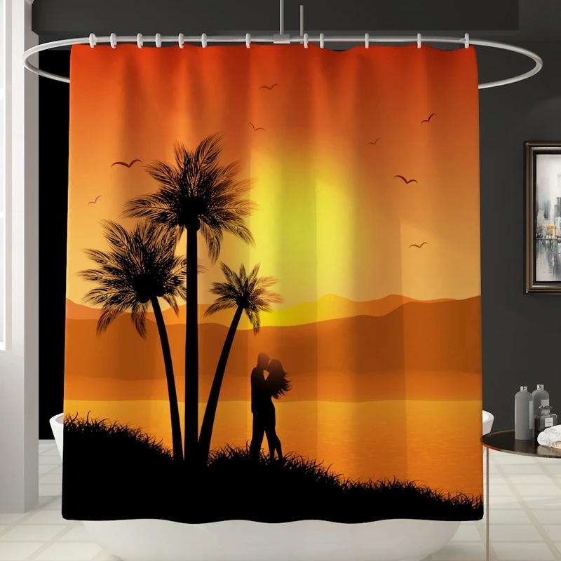 

Bathroom Shower Curtains Waterproof Mold Resistant Fabric Bath Shower Curtain for Bathroom Home Decoration with Hooks