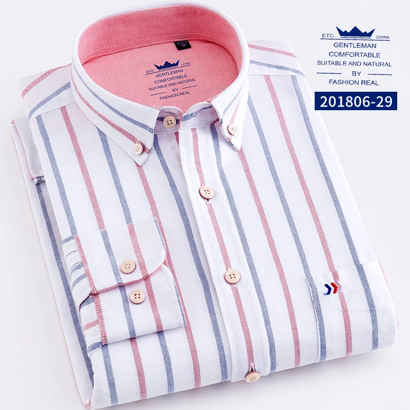 Мужская рубашка размера плюс 5XL 6XL 7XL 8XL, хлопок, Оксфорд, чистый цвет, в полоску, саржа, деловая, повседневная, с длинным рукавом, синяя, белая, серая - Цвет: 201806-29