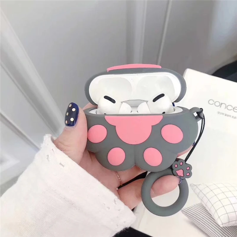 Gray Милый чехол с когтями для Airpods Pro Bluetooth, коробка для наушников Air Pods Pro 3, беспроводные наушники, мягкий силиконовый защитный чехол - Цвет: Gray