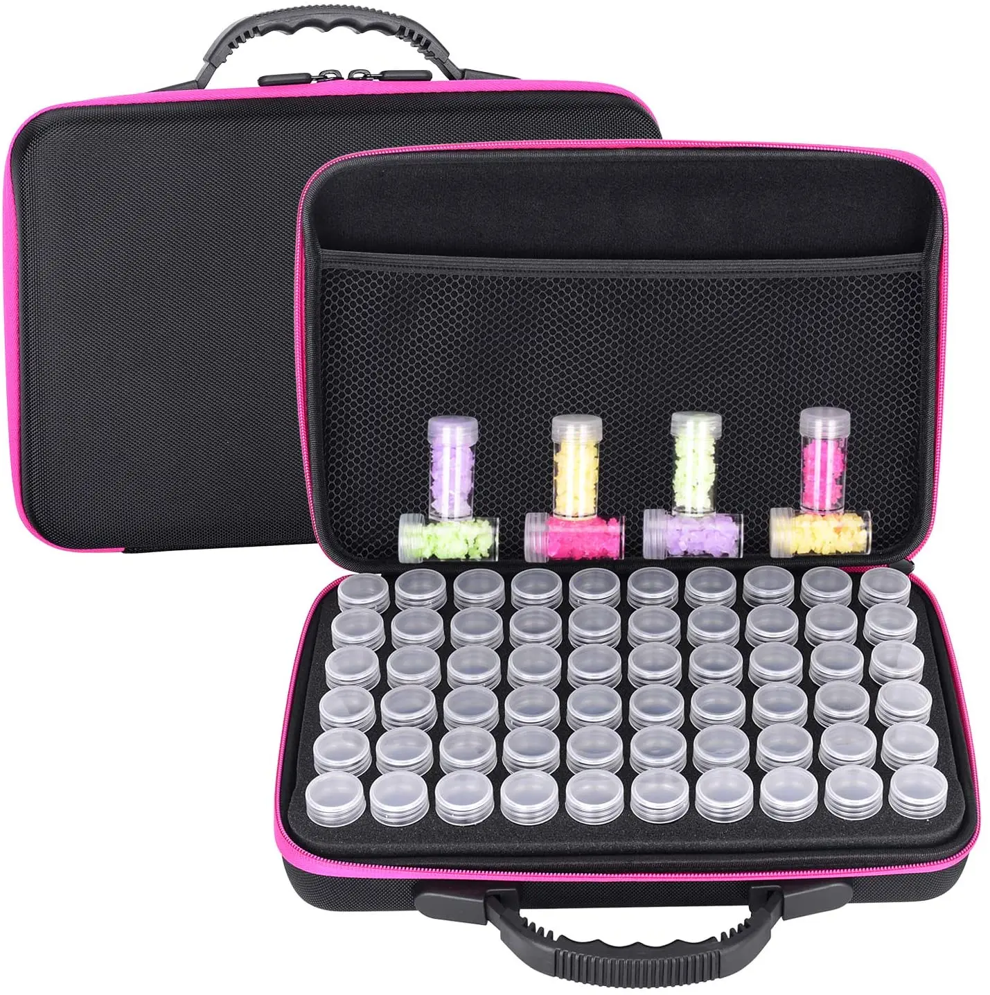 

60 Bottles Diamond Painting Box Tool Container Storage Box Carry Case Holder Hand Bag Zipper Design Shockproof Durable gift box