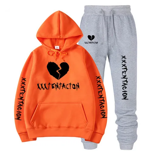 Новинка, XXXTentacion,, мужские комплекты, толстовка+ штаны, комплект из двух предметов, повседневный спортивный костюм, мужской повседневный фитнес-костюм для мужчин