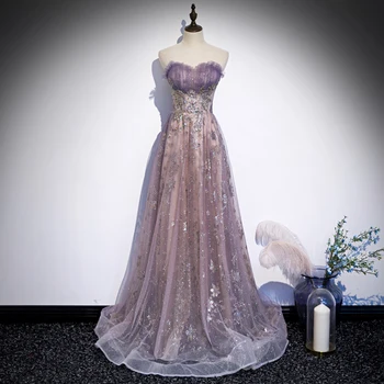 

Exquisite Bling Sequins Evening Party Gown Lady Qipao Elegant Full Length Strapless Robe De Soiree Mesh Prom Dress Wedding Dress