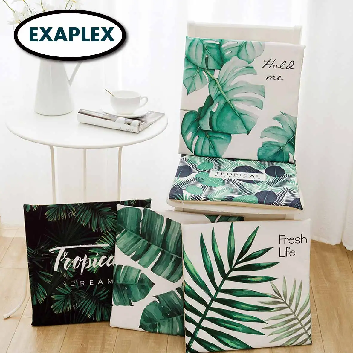 

Seat Cushion Cotton linen Memory Foam Cooling Tropical Palm Leaf cartoon Vehicle car use