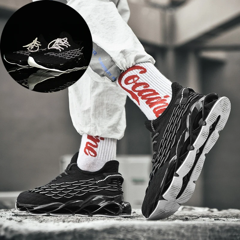 Tanie Super fajne oddychające buty do biegania męskie trampki odbijają odkryte buty sportowe szkolenie zawodowe buty męskie walking jogging