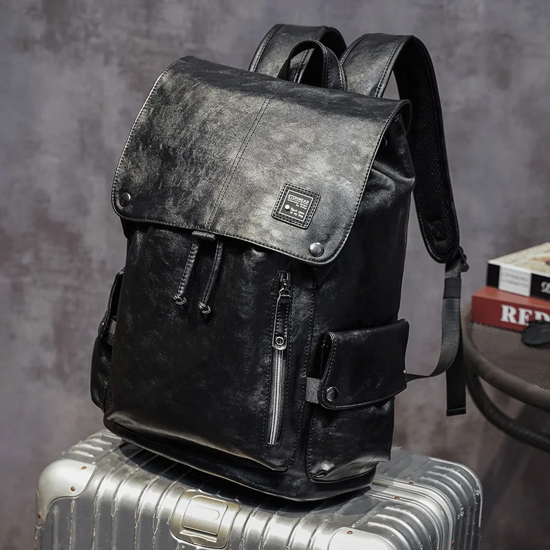 

Multi-function Fashion Simple Leather Backpack Unisex Leather Laptop Shoulder Bag Travel Rucksack School Bags men's storage bag