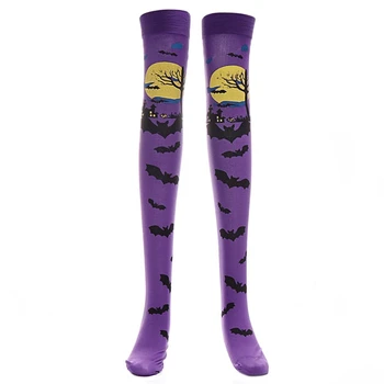 

Halloween Carnival Scary Castle Bat Thigh High Stockings Long Socks Cosplay Soft Q6PB