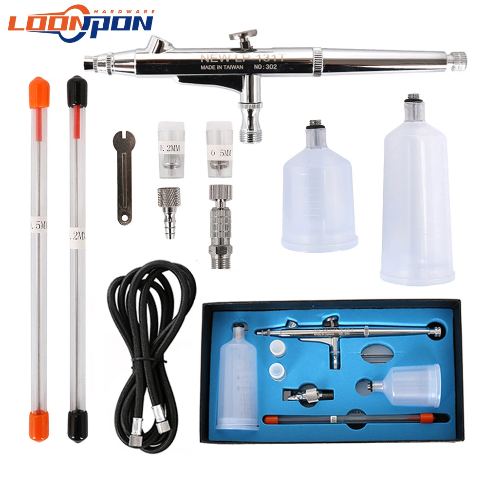 

Пистолет-распылитель двойного действия, с гравитационной подачей, 0,2, 0,3, 0,5 мм, для рисования, украшения тортов, нейл-арта