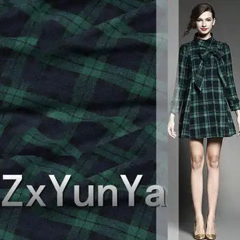 

Elegant classical Scottish plaid wheat crepe double jersey wool skirt fabric 1m