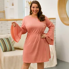 Европа и Америка осень и зима стиль двойной воланами с длинным рукавом вырез лодочкой на шнуровке с высокой талией Большой размер платье повседневное